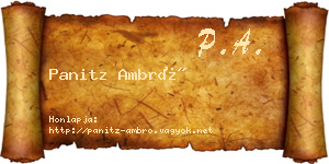 Panitz Ambró névjegykártya
